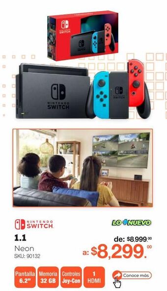 RadioShack Consola nintendo switch 1.1 32 gb joy con neon blue and red oferta