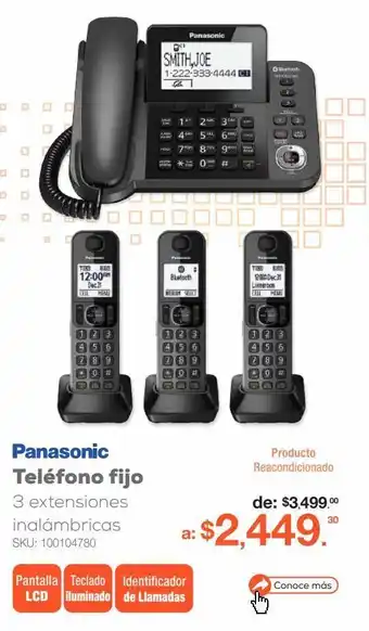 RadioShack Teléfono fijo más 3 auriculares inalámbricos panasonic kx tgf383m / negro oferta
