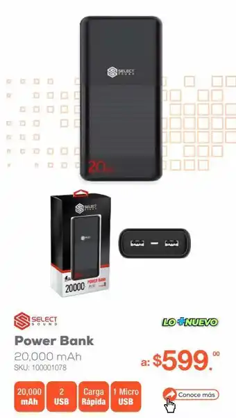 Power bank select power pb20 / negro / 20000 mah