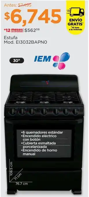 Estufa mod. ei3032bapn0 30"