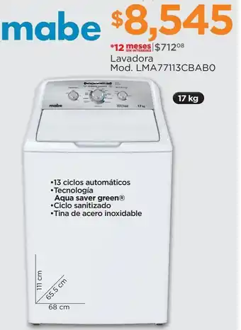 Lavadora mod. lma77113cbab0 17kg