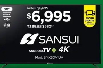 Chedraui Android tv sansui 4k 50" oferta
