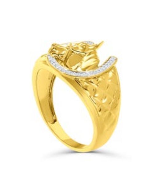 Joyerías Bizzarro Anillo caballero de oro amarillo 14k con 10pts de diamante (vs1-vs2) (g-h) oferta