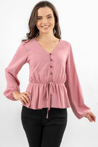 Santory Blusa lisa manga larga oferta