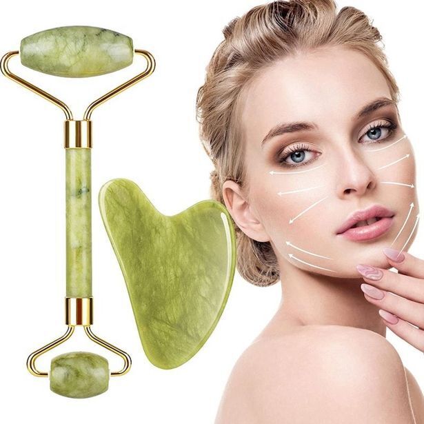 Sears Rodillo de jade & gua sha espátula masajeador anti arrugas oferta