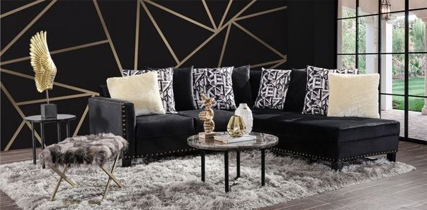 Muebles Dico Sala modular derecha fainne negro oferta