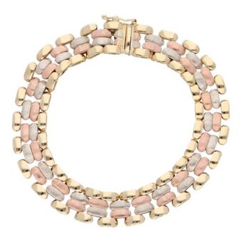 Nacional Monte de Piedad Pulsera eslabón articulado en oro tres tonos 14 kilates. oferta