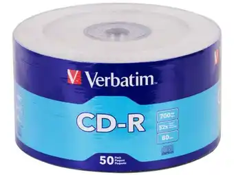 Paquete de 50 cd-r verbatim de 700mb, 52x.