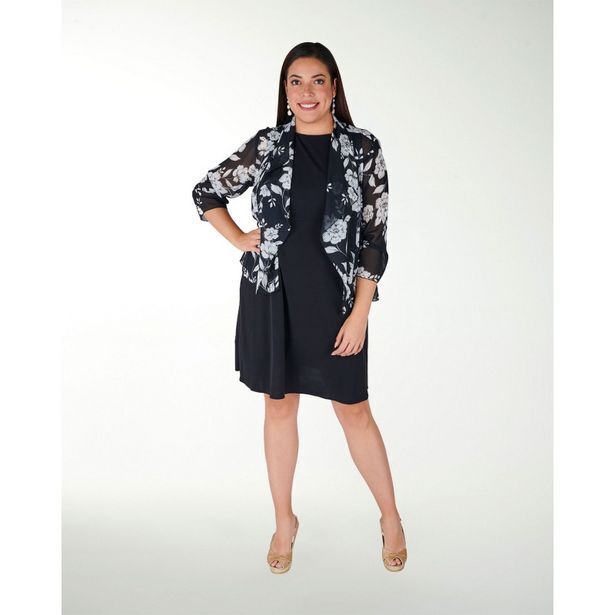 Conjunto de 2 pz vestido con encamble estampado oferta en Liz Minelli Conjunto de 2 pz vestido con encamble estampado oferta en Liz Minelli