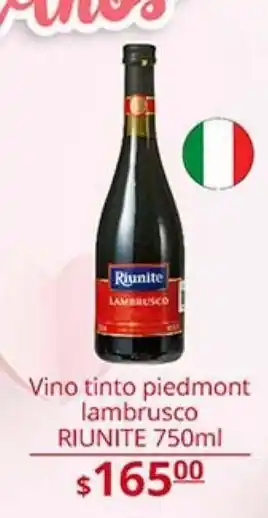 La Comer Vino tinto piedmont lambrusco riunite 750ml oferta