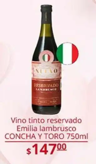Vino tinto reservado emilia lambrusco concha y toro 750ml
