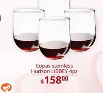 La Comer Copas stemless hudson libbey 4pz oferta
