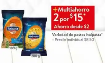 Walmart Variedad de pastas italpasta 180/200g x 2 oferta
