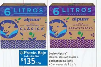 Walmart Leche alpura clásica, deslactosada o deslactosada light 6 envases de 1l c/u oferta