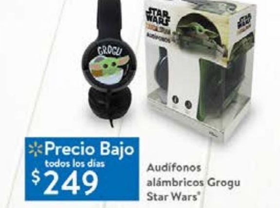 Walmart Audífonos alámbricos grogu star wars oferta