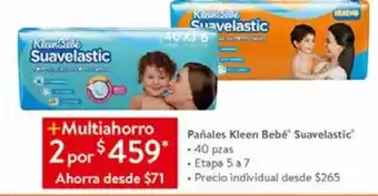 Walmart Pañales kleenbebé suavelastic 40 pzas et 5 a 7 x 2 oferta
