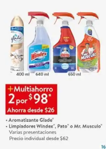 Walmart Aromatizante glade 400ml x 2 oferta