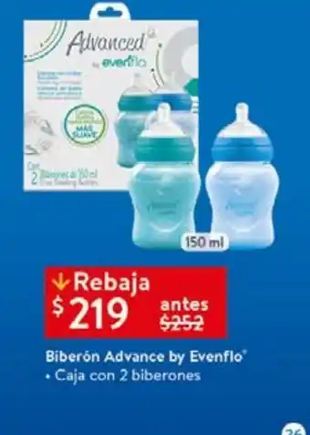 Walmart Biberón advance by evenflo c/ 2 biberones oferta