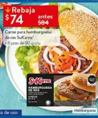 Carne para hamburguesas de res sukarne 8 pzas de 90g c/u