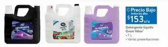 Walmart Detergente líquido great value 7 l oferta