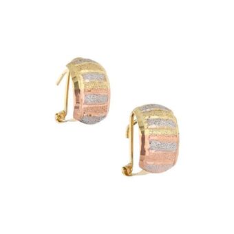 Nacional Monte de Piedad Aretes laminados en oro tres tonos 14 kilates. oferta