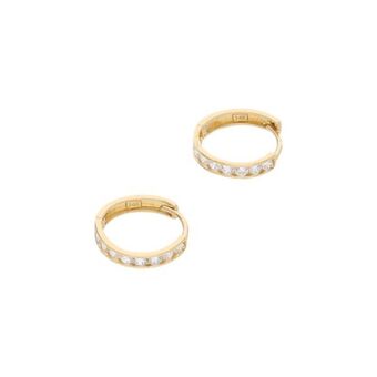 Nacional Monte de Piedad Arracadas articuladas con circonias en oro amarillo 14 kilates. oferta