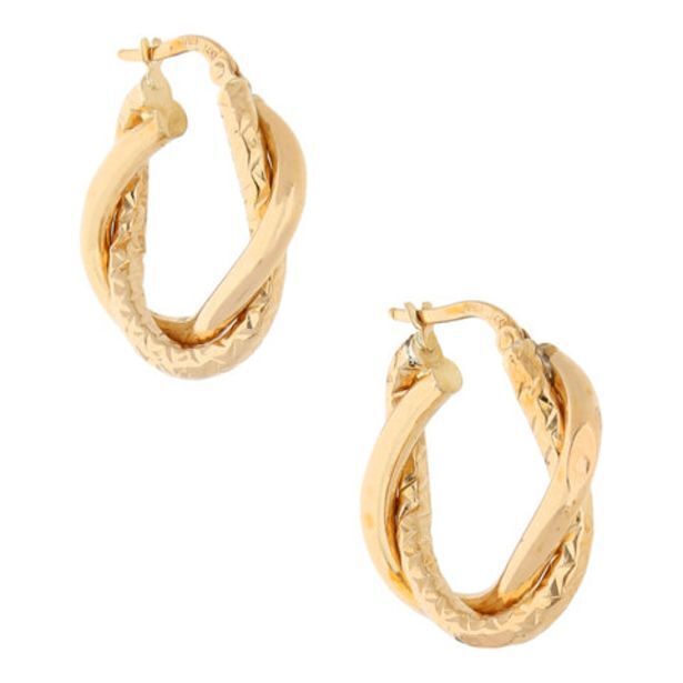 Nacional Monte de Piedad Arracadas huecas en oro amarillo 14 kilates. oferta