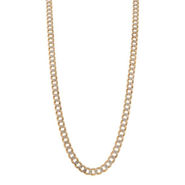 Nacional Monte de Piedad Collar eslabón barbado platinado en oro amarillo 14 kilates. oferta