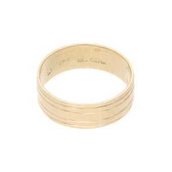 Nacional Monte de Piedad Argolla acanalada en oro amarillo 14 kilates. oferta