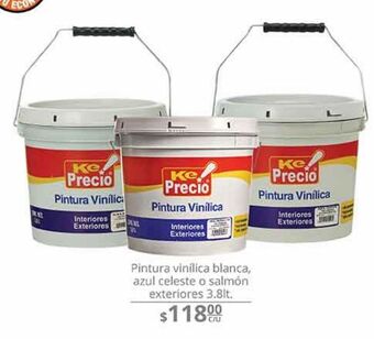 La Comer Pintura vinílica blanca, azul celeste o salmón exteriores 3,8lt oferta