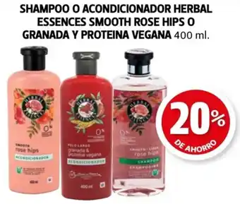 Farmacias Guadalajara Shampoo o Acondicionador Herbal Essences Smooth Rose Hips o Granada y Proteina Vegana 400 ml oferta