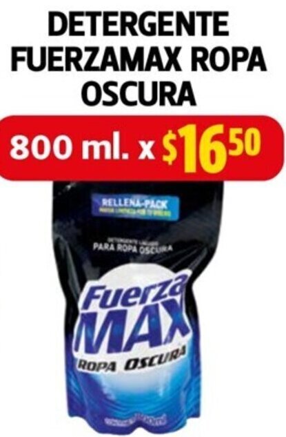 Farmacias Guadalajara Fuerzamax Detergente Ropa Oscura 800ml oferta