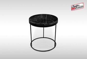 Muebles Troncoso Mesa lateral greca redonda marmol negro oferta
