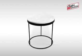 Muebles Troncoso Mesa lateral greca redonda marmol gris oferta