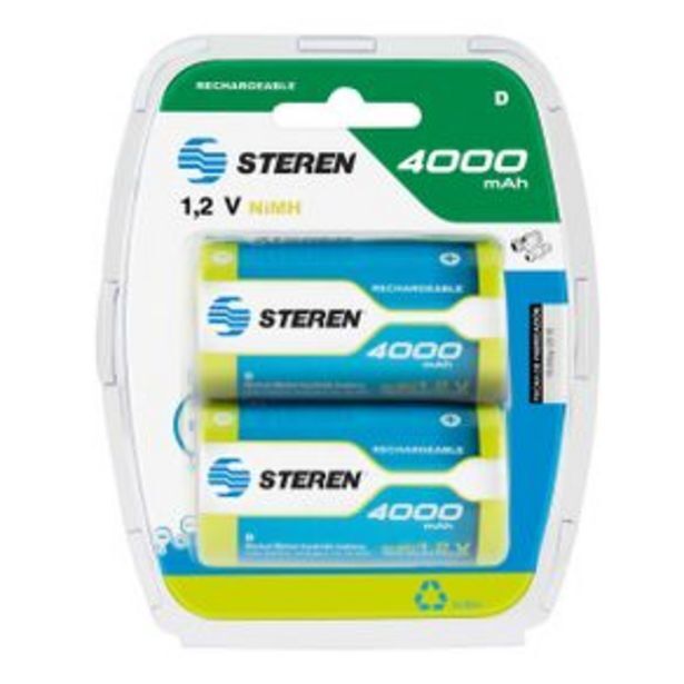 El Bodegón Paquete de 2 pilas steren recargables "d" nimh 4000 mah oferta