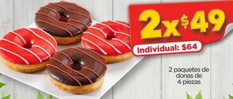 Bodega Aurrerá 2 Paquetes de Donas de 4 piezas oferta