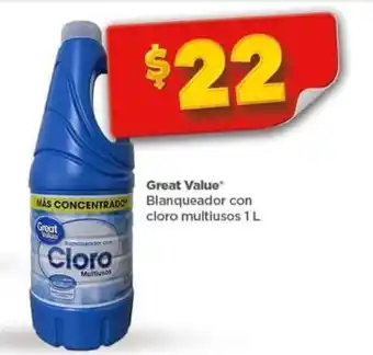 Bodega Aurrerá Great Value Blanqueador con Cloro Multiusos 1L oferta