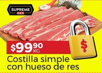 HEB Costilla Simple con Hueso de Res oferta