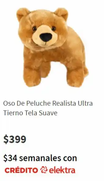 Elektra Oso De Peluche Realista Ultra Tierno Tela Suave oferta