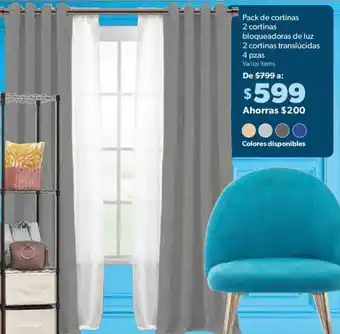 Sam's Club Pack de Cortinas 2 Cortinas Bloqueadoras de Luz 2 Cortinas Translúcidas 4 pzas oferta