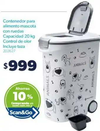Sam's Club Contenedor para Alimento Mascota con Ruedas oferta