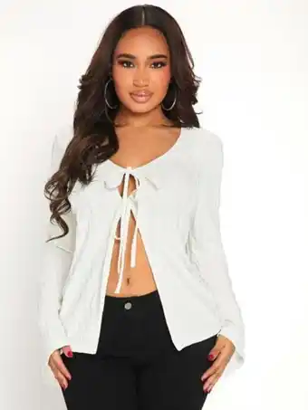 SHEIN Shein sxy camiseta con cordón delantero de manga con volante oferta