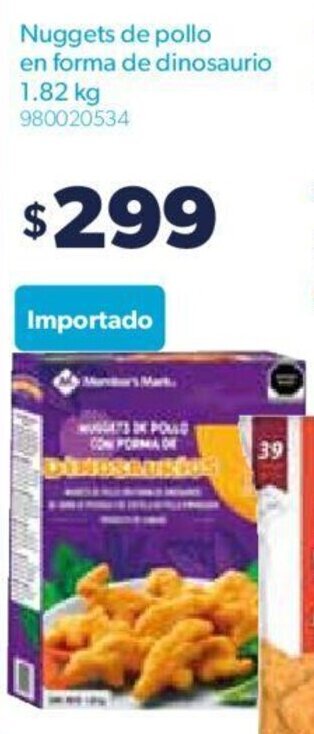 Nuggets de Pollo en Forma de Dinosaurio oferta en Sam's Club Nuggets de Pollo en Forma de Dinosaurio oferta en Sam's Club