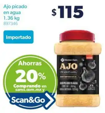 Sam's Club Ajo Picado en Agua 1.36kg oferta