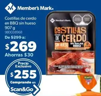Sam's Club Member's Mark Costillas de Cerdo en BBQ sin Hueso 907g oferta