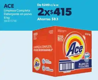 Sam's Club Ace Limpieza Completa Detergente en Polvo 2 x 8kg oferta
