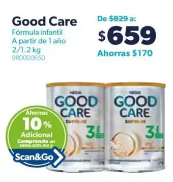 Sam's Club Good Care Fórmula Infantil 2/1.2kg oferta