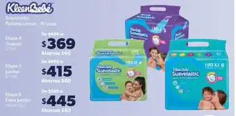 KleenBebé Suavelastic Pañales Unisex etapa 4 Grande - 90 pzas
