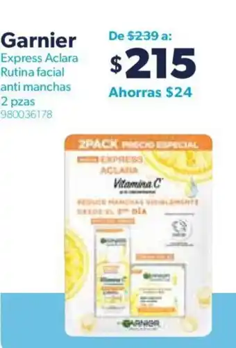 Sam's Club Garnier Express Aclara Rutina Facial Anti Manchas 2 pzas oferta
