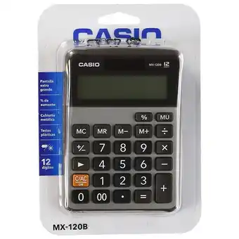 Calculadora casio® mx-120b 12 dígitos solar de escritorio